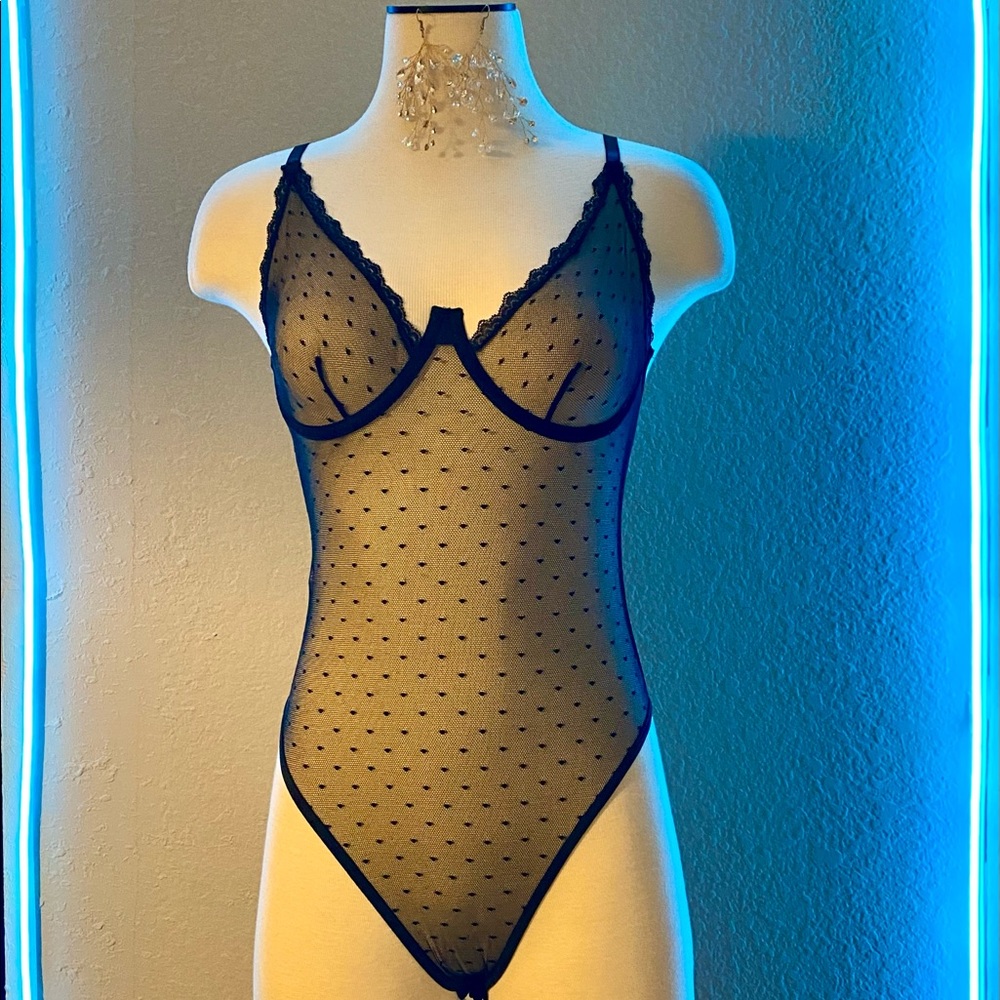 Sheer polka dot lace Teddy